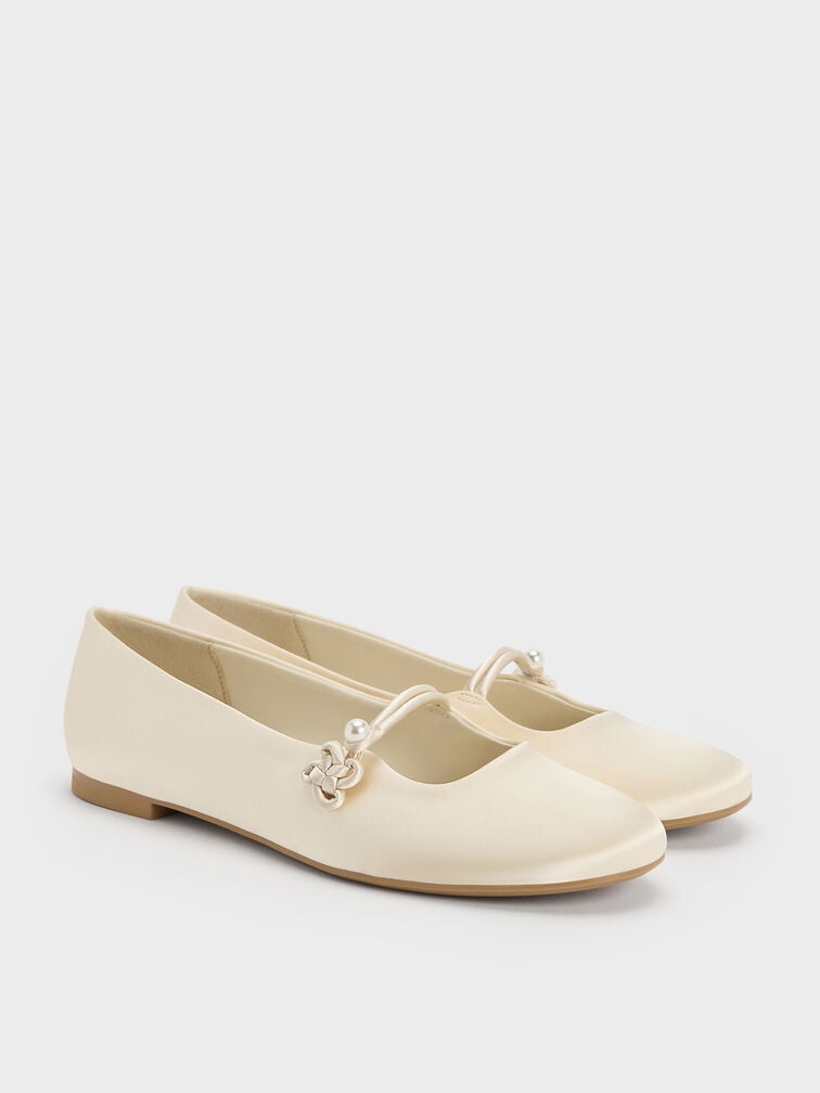 Orinda Knot-Pearl Mary Jane Flats, Butter, hi-res