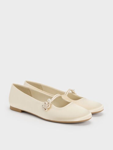 Orinda Knot-Pearl Mary Jane Flats, Butter, hi-res