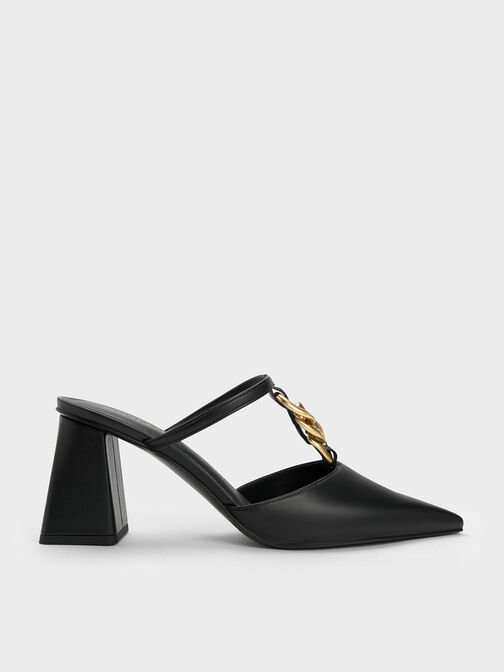 Chunky Chain-Link Heeled Mules, , hi-res