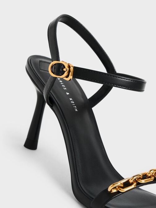 Chain Link Heeled Sandals, , hi-res