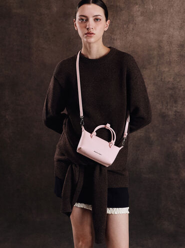 กระเป๋าโท้ทหูจับแบบปมรุ่น Sammie, สีคอตตอนแคนดี้พิงค์, hi-res