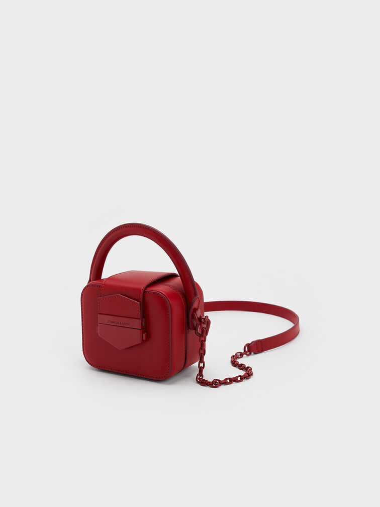 กระเป๋าถือทรงกล่องใบเล็กรุ่น Vertigo, สีแดง, hi-res