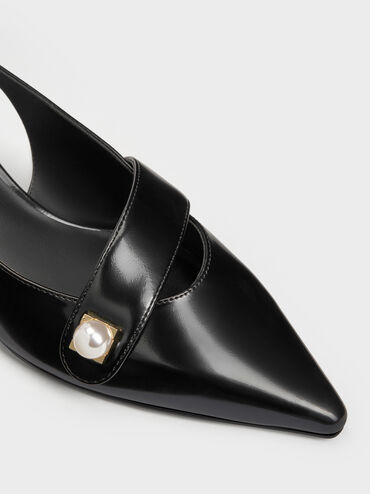 Marie Pearl Slingback Pumps, Black Boxed, hi-res