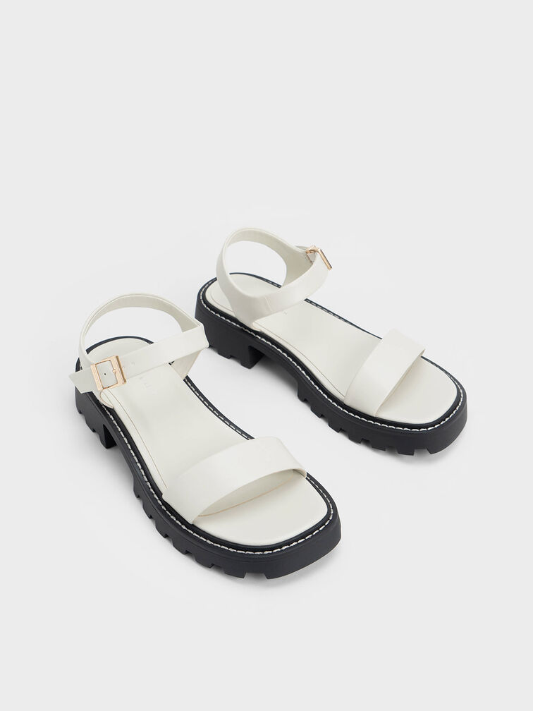 Stitch-Trim Buckled Sandals, , hi-res