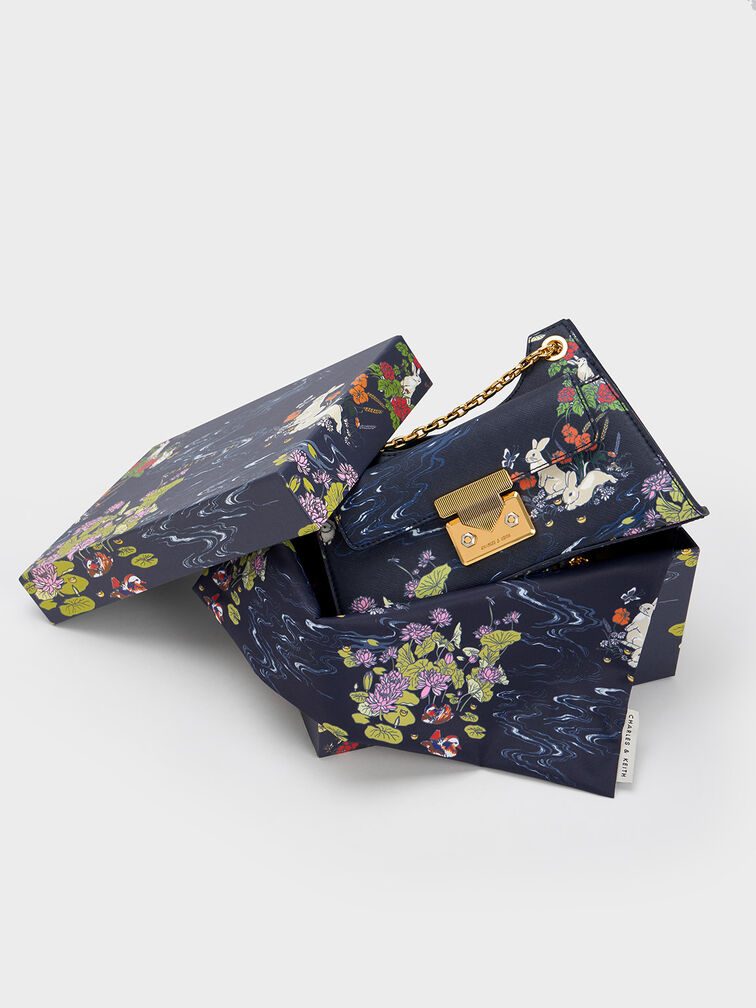 Rabbit Illustrated Chain Handle Bag, , hi-res