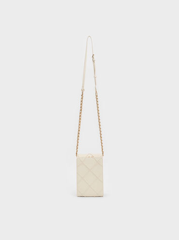 Eleni Quilted Elongated Crossbody Bag, Cream, hi-res