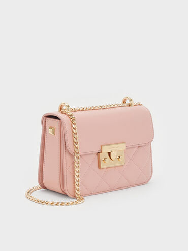 Alva Quilted Chain-Handle Bag, Light Pink, hi-res