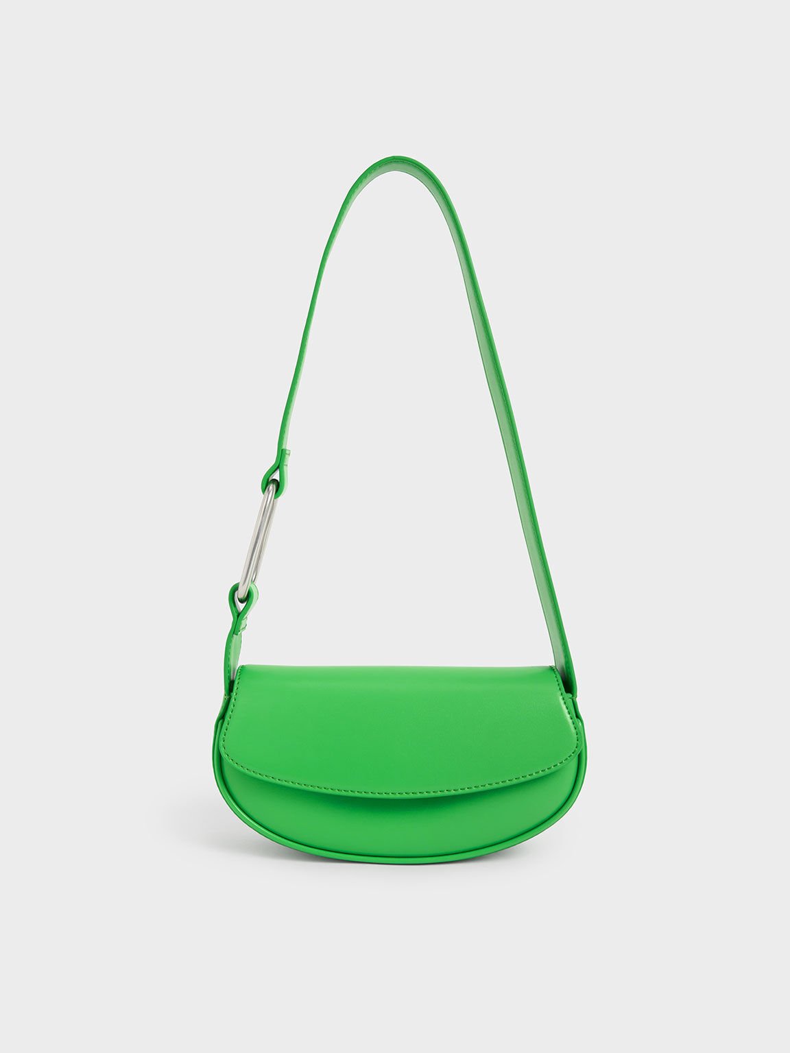 Green Curved Front Flap Shoulder Bag CHARLES KEITH TH