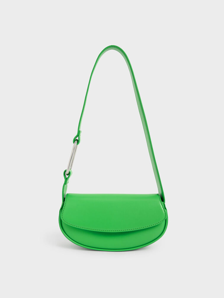 Curved Front Flap Shoulder Bag, , hi-res