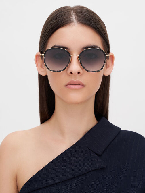 Recycled Acetate Wire-Frame Sunglasses, , hi-res