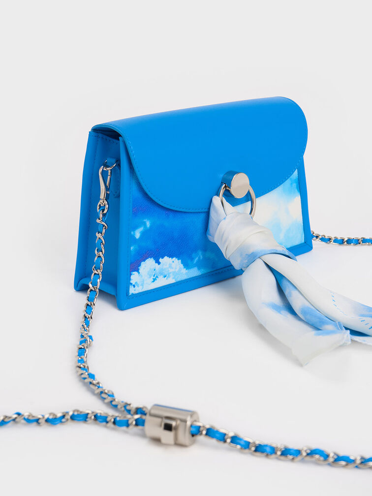 Roza Cloud-Print Scarf Trapeze Bag, , hi-res