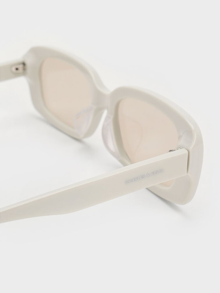Aubrey Rectangular Recycled Acetate Sunglasses, Chalk, hi-res