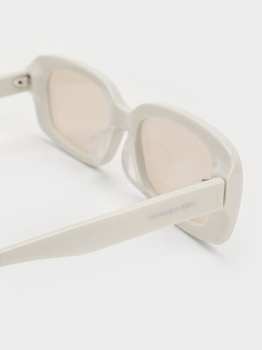 แว่นตากันแดดกรอบทรงเหลี่ยมวัสดุอะซิเตทรีไซเคิลรุ่น Aubrey, สีชอล์ค, hi-res