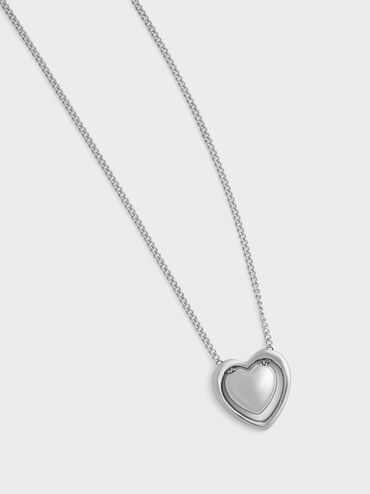 Annalise Heart Necklace, Silver, hi-res