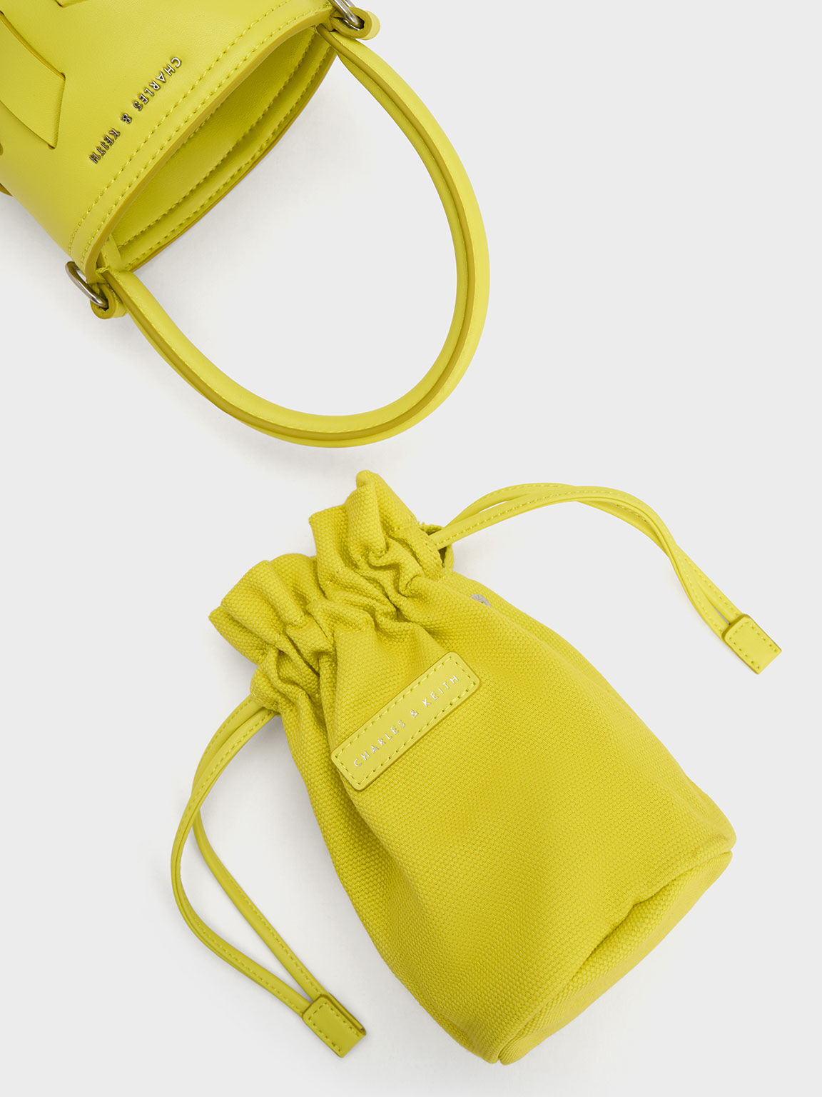 Yellow Canvas Panelled Bucket Bag CHARLES KEITH TH