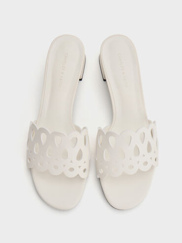 Cut-Out Block-Heel Mules, White, hi-res