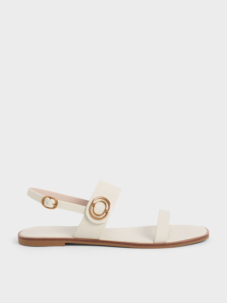 Metallic Accent Back Strap Sandals, , hi-res