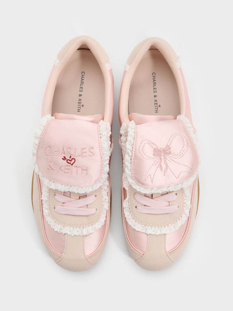 Louise Lace-Trim Sneakers, Light Pink, hi-res