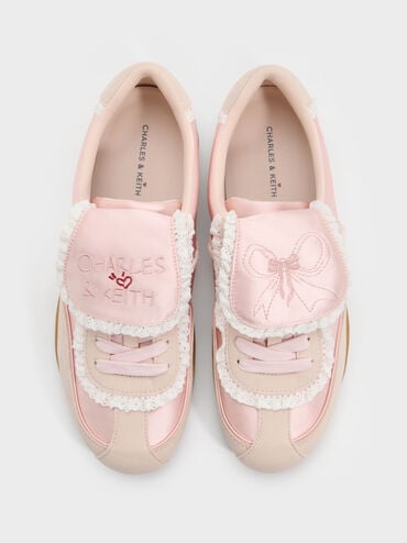 Louise Lace-Trim Sneakers, Light Pink, hi-res