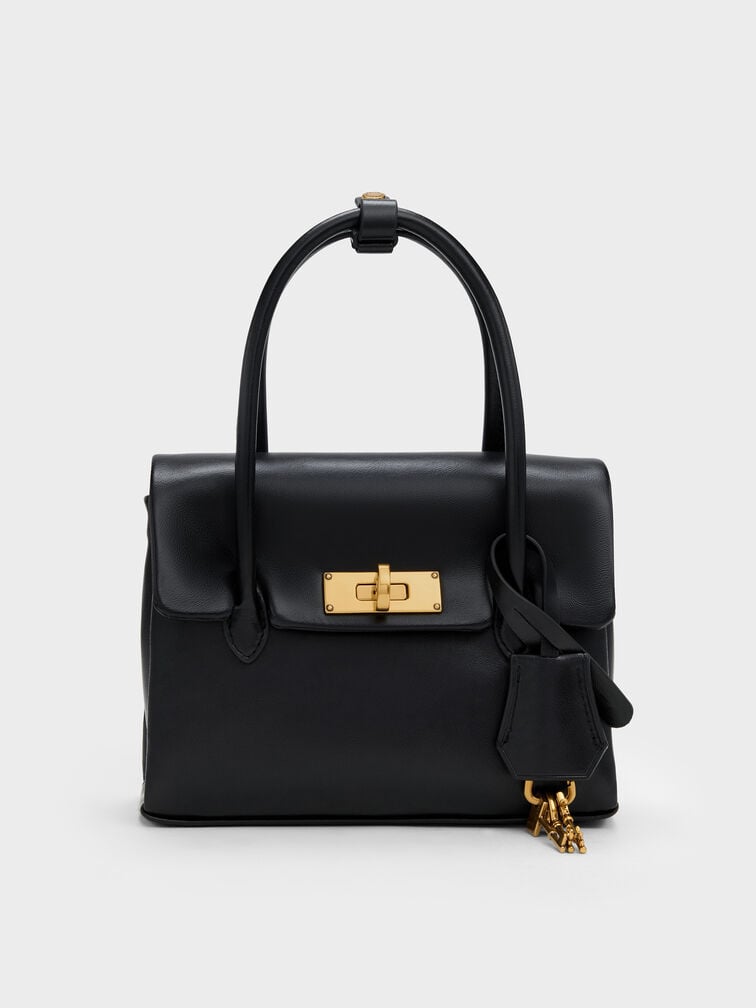 Mini Kerry Turn-Lock Tote Bag, Black, hi-res