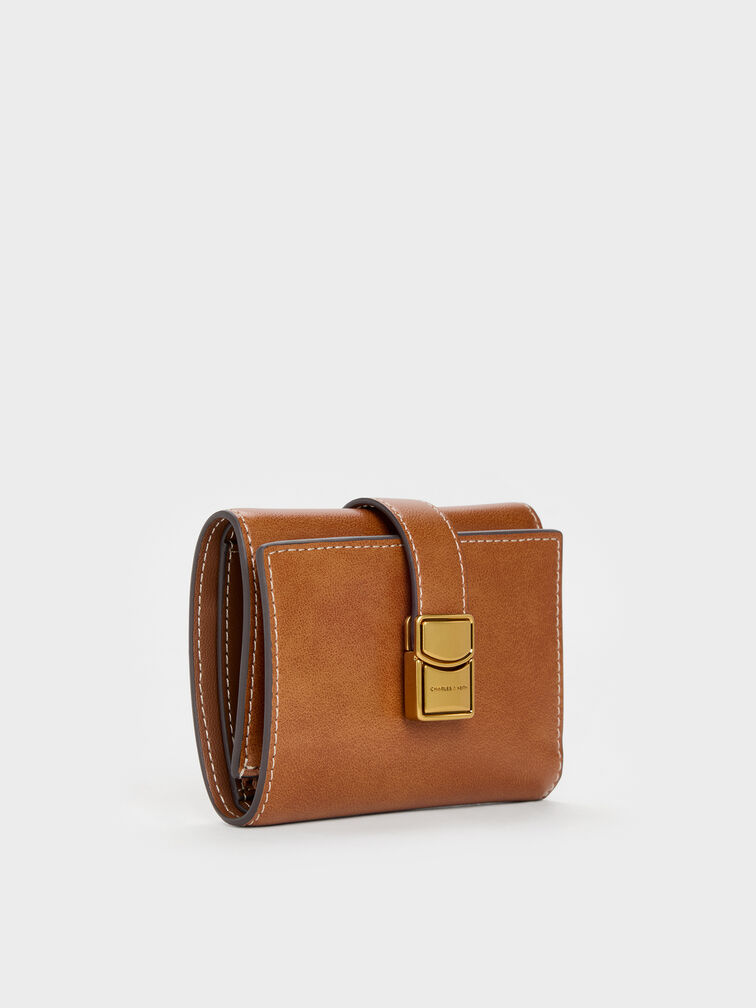 กระเป๋าสตางค์ใบสั้นดีไซน์สายเข็มขัดรุ่น Acelynn, สีดิสเทรสด์แทน, hi-res