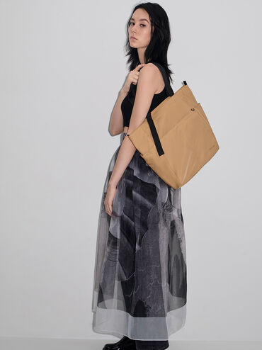 Soleil Nylon Tote Bag, Camel, hi-res