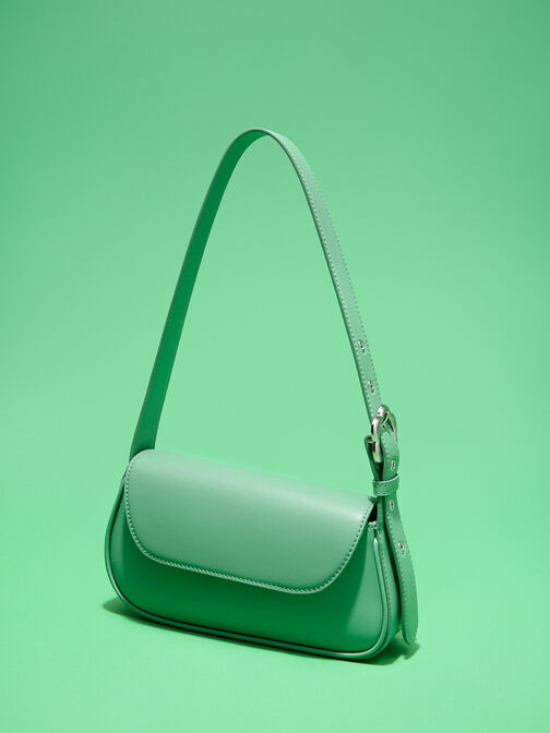 Petra Asymmetrical Front Flap Bag, สีเขียว, hi-res