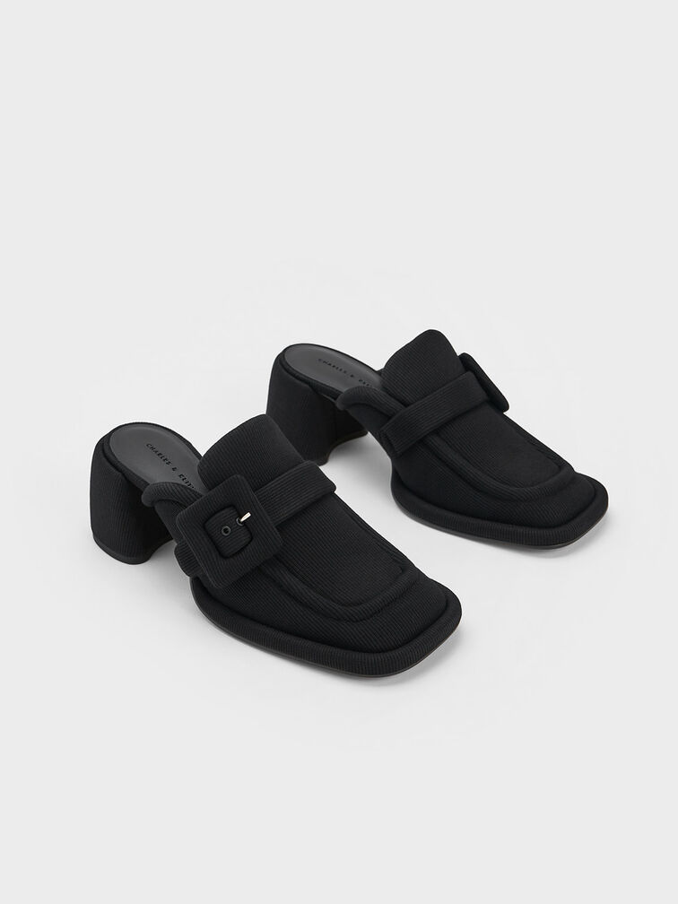 Sinead Woven Buckled Loafer Mules, , hi-res