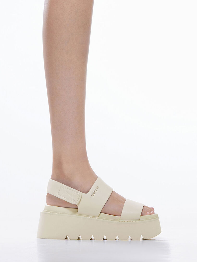 Chunky Flatform Sandals, สีชอล์ค, hi-res