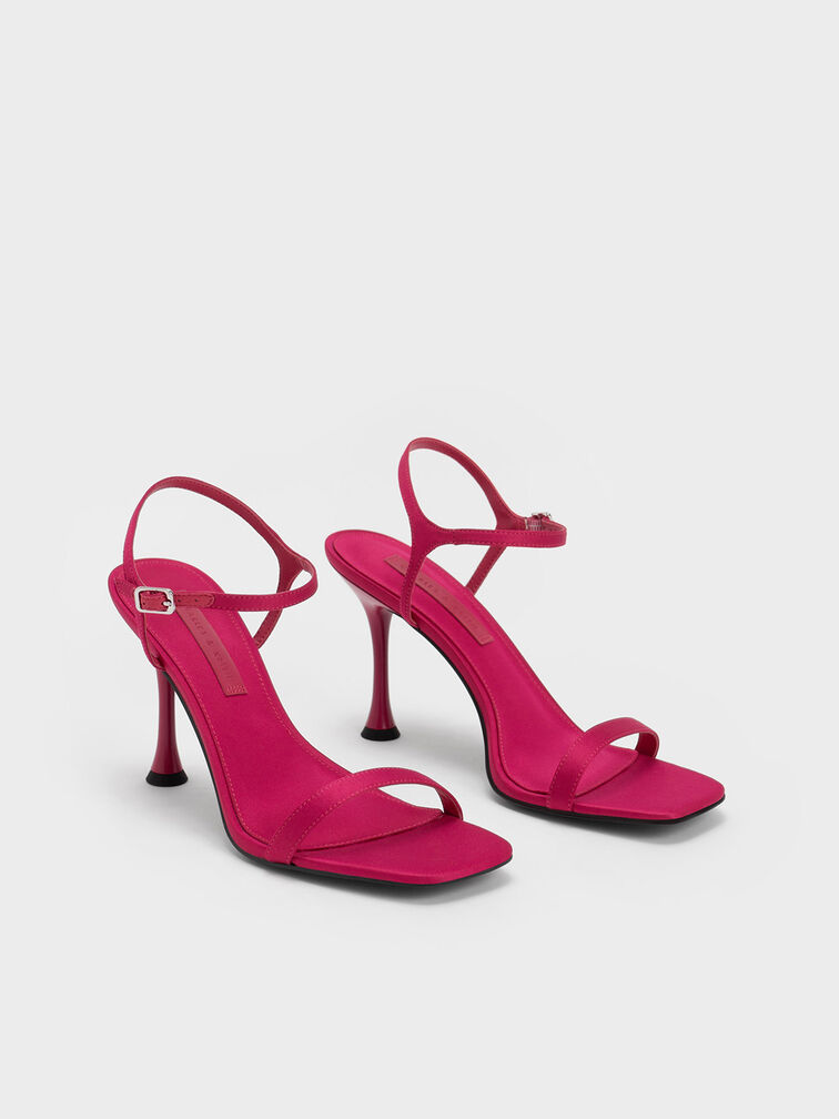 Spool Heel Satin Sandals, , hi-res