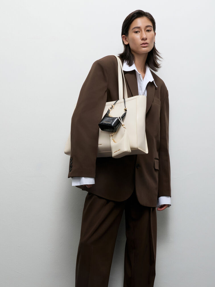 Augustine Sculptural-Detail Tote Bag, Cream, hi-res