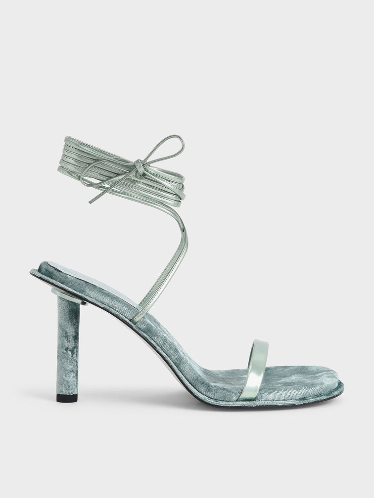 Holiday 2021 Collection: Kiera Metallic Tie-Around Stiletto Sandals, , hi-res