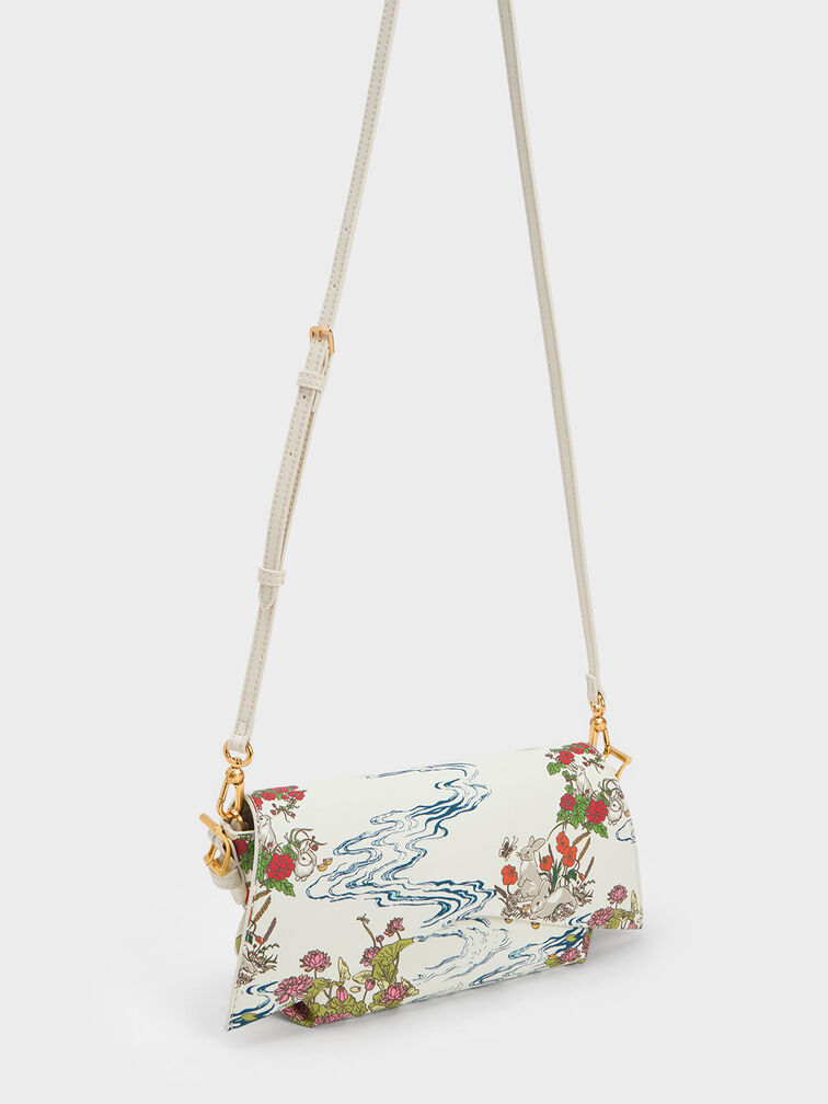 Rabbit Illustrated Geometric Bag, , hi-res