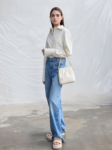 กระเป๋าเป้สองฟังก์ชันดีไซน์สายโซ่รุ่น Duo, สีครีม, hi-res