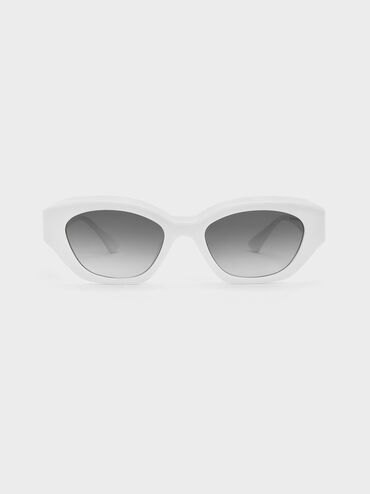 Onyx Recycled Acetate Cat-Eye Sunglasses, White, hi-res
