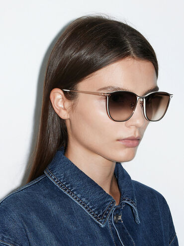 Wire Frame Butterfly Sunglasses, Cream, hi-res