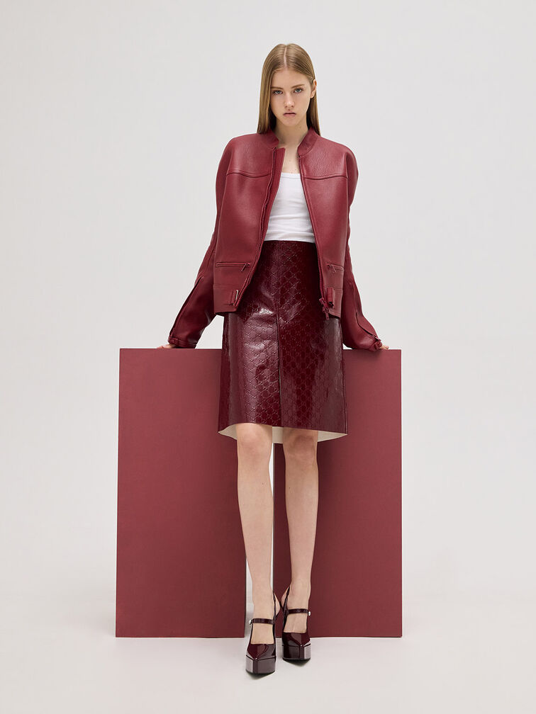 Patent Crystal-Accent Platform Mary Janes, Burgundy, hi-res