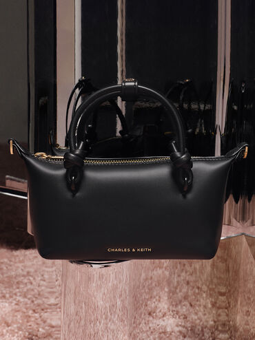 กระเป๋าโท้ทหูจับแบบปมรุ่น Sammie, สีดำ, hi-res