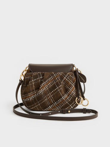 Britton Checkered Ruched Saddle Bag, Multi, hi-res