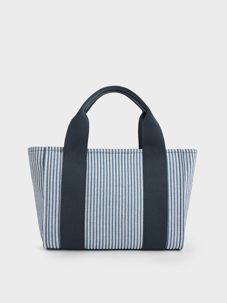 Kay Striped Tote Bag, Blue, hi-res