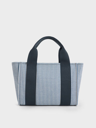 Kay Striped Tote Bag, Blue, hi-res