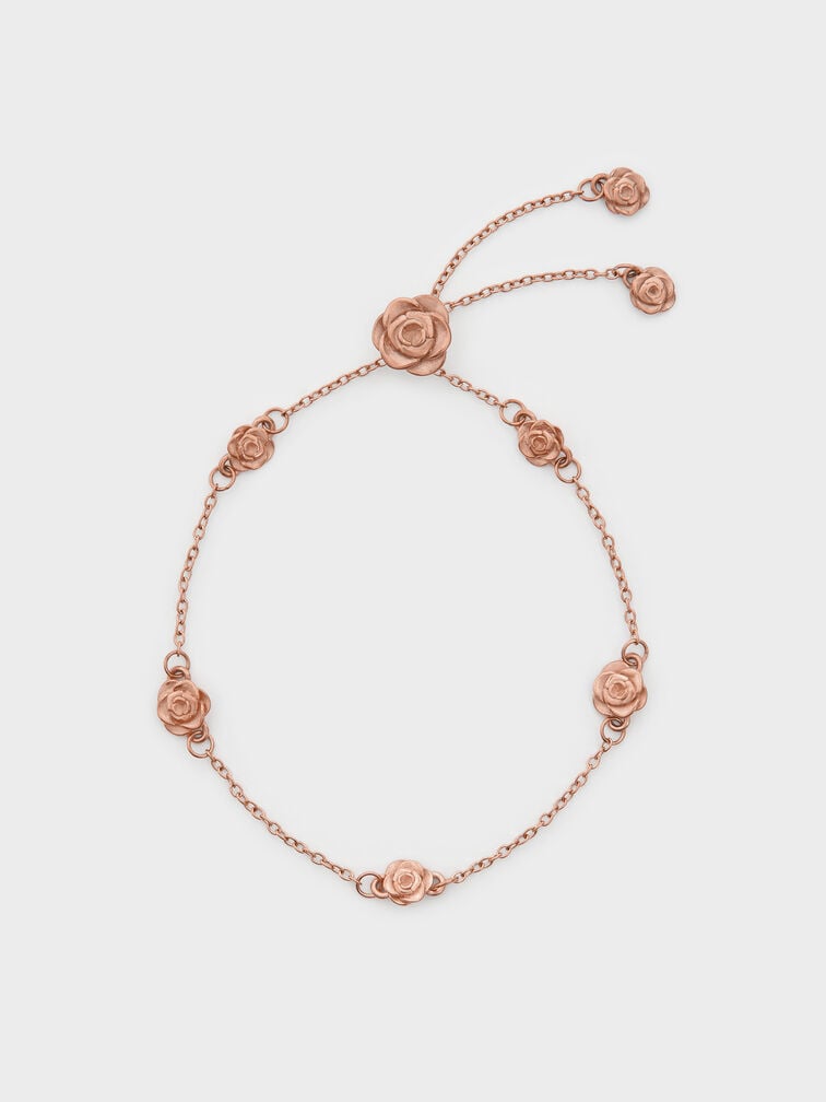 Rosalind Flower-Motif Bracelet, Brushed Rose Gold, hi-res