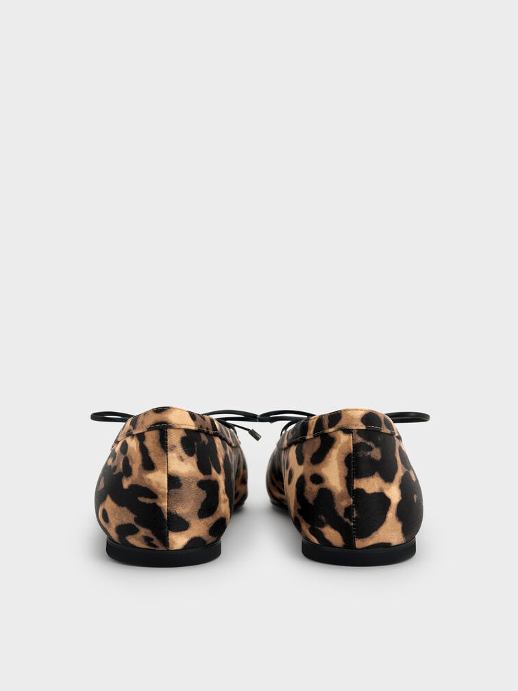 Leopard-Print Lace-Up Bow Ballet Flats, Animal Print Natural, hi-res