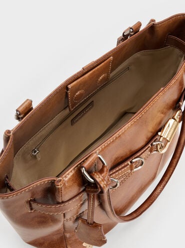 กระเป๋าโท้ทรุ่น Delfina, สีดิสเทรสด์แทน, hi-res