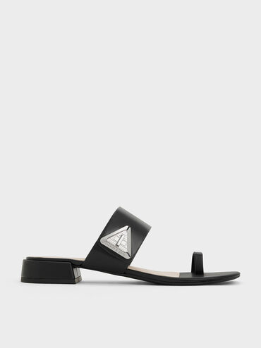 Trice Metallic Accent Toe-Ring Sandals, สีดำ, hi-res