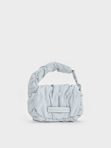 Klio Nylon Ruched Micro Bag Charm, Sea Salt Blue, hi-res