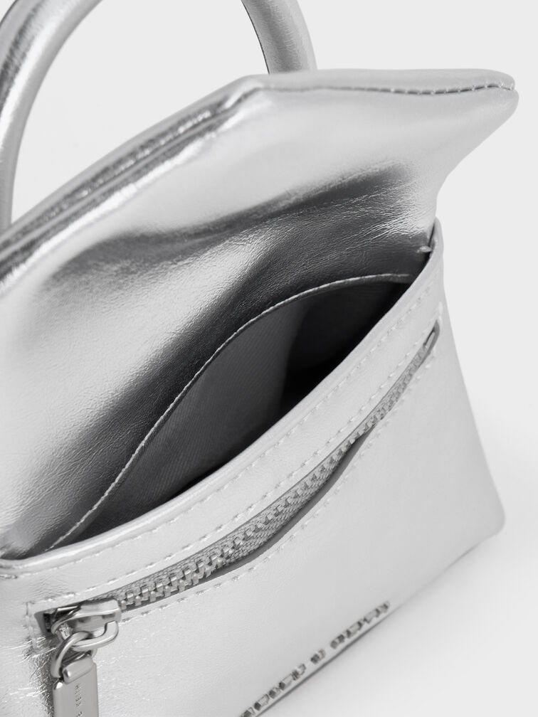 Andromeda Metallic Micro Bag Charm, Silver, hi-res