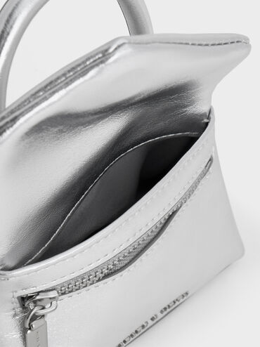 Andromeda Metallic Micro Bag Charm, Silver, hi-res