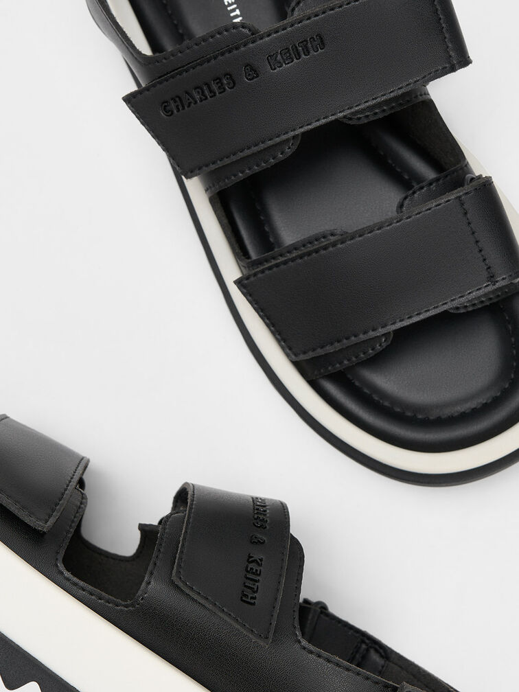 Buckled Sports Sandals, สีดำ, hi-res