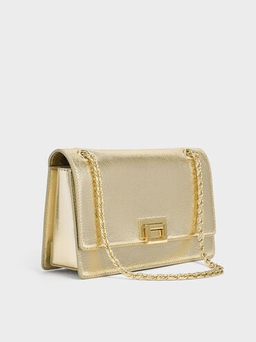 Everline Glittered Braided-Strap Shoulder Bag, Gold, hi-res